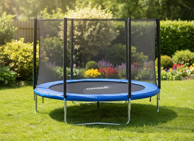 Trampolína 252 cm + vonkajšia ochranná sieť + rebrík, MODRÁ