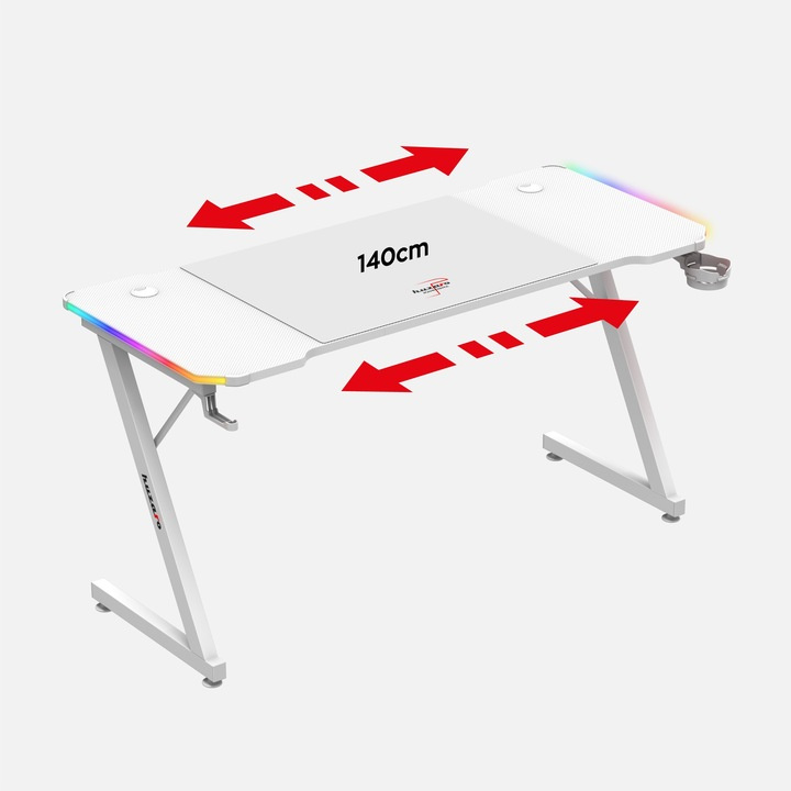 Herný stôl Huzaro Hero 3.3 White RGB + Podložka XXL