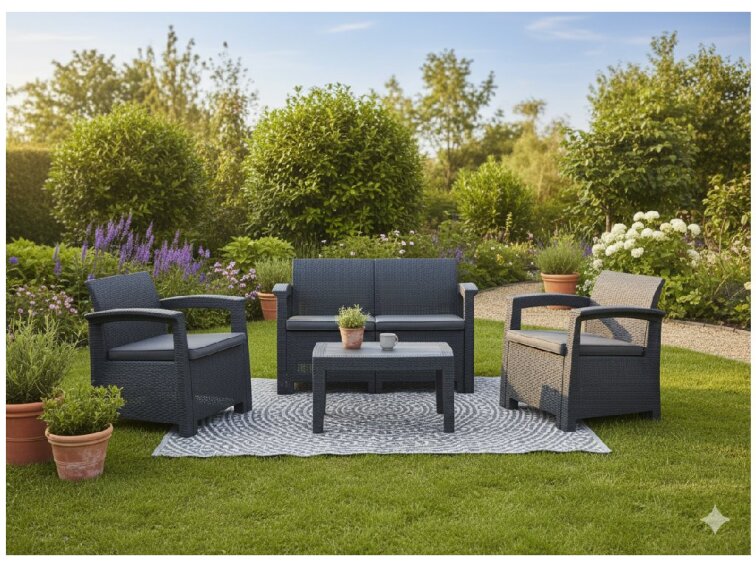 Set plastového zahradního nábytku Maxi (2 KŘESLA, STŮL, POHOVKA)