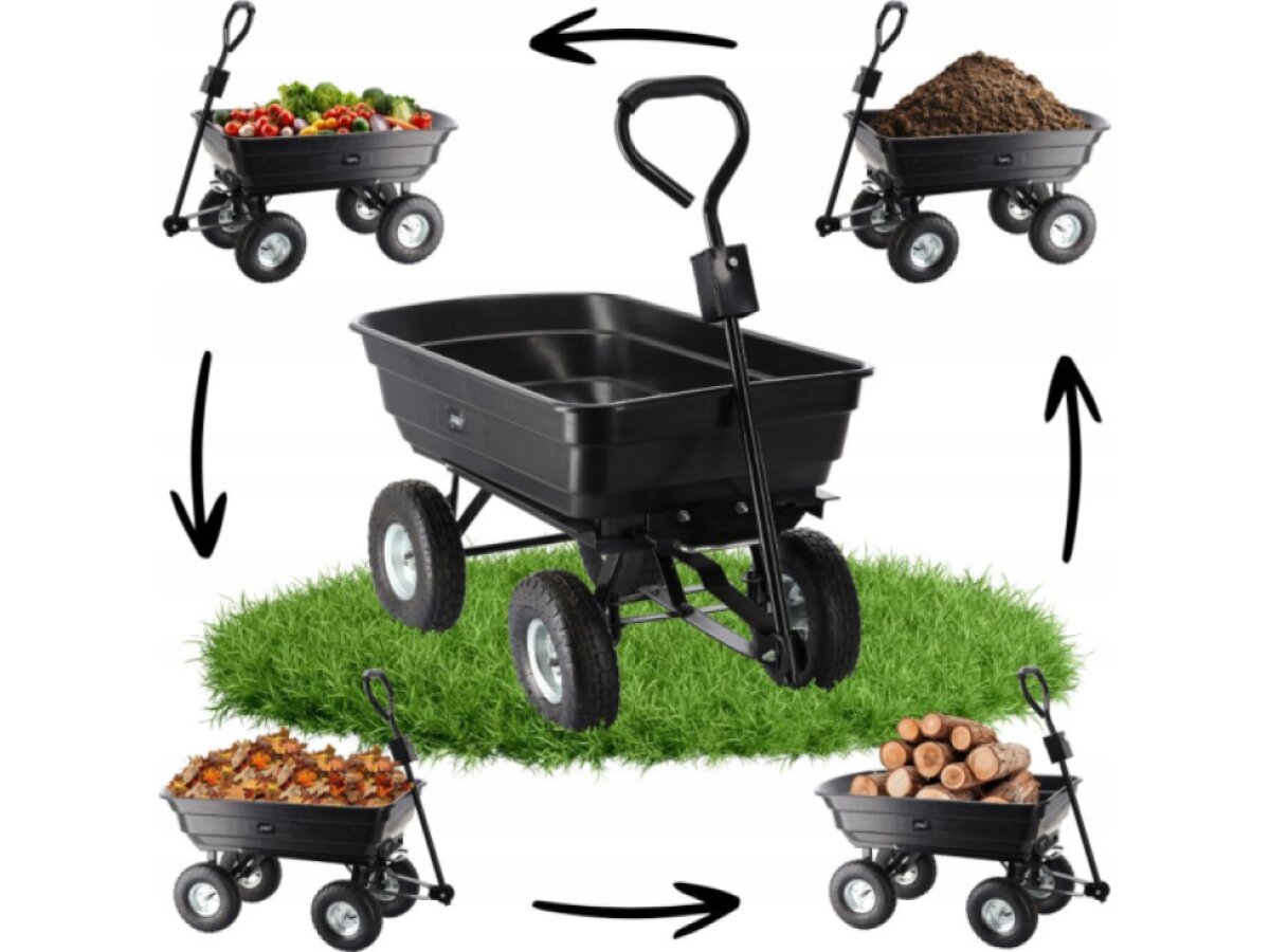 Záhradný vozík, čierny, nosnosť 250kg