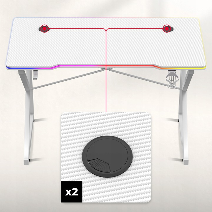 Herný stôl Huzaro Hero 1.7 RGB White