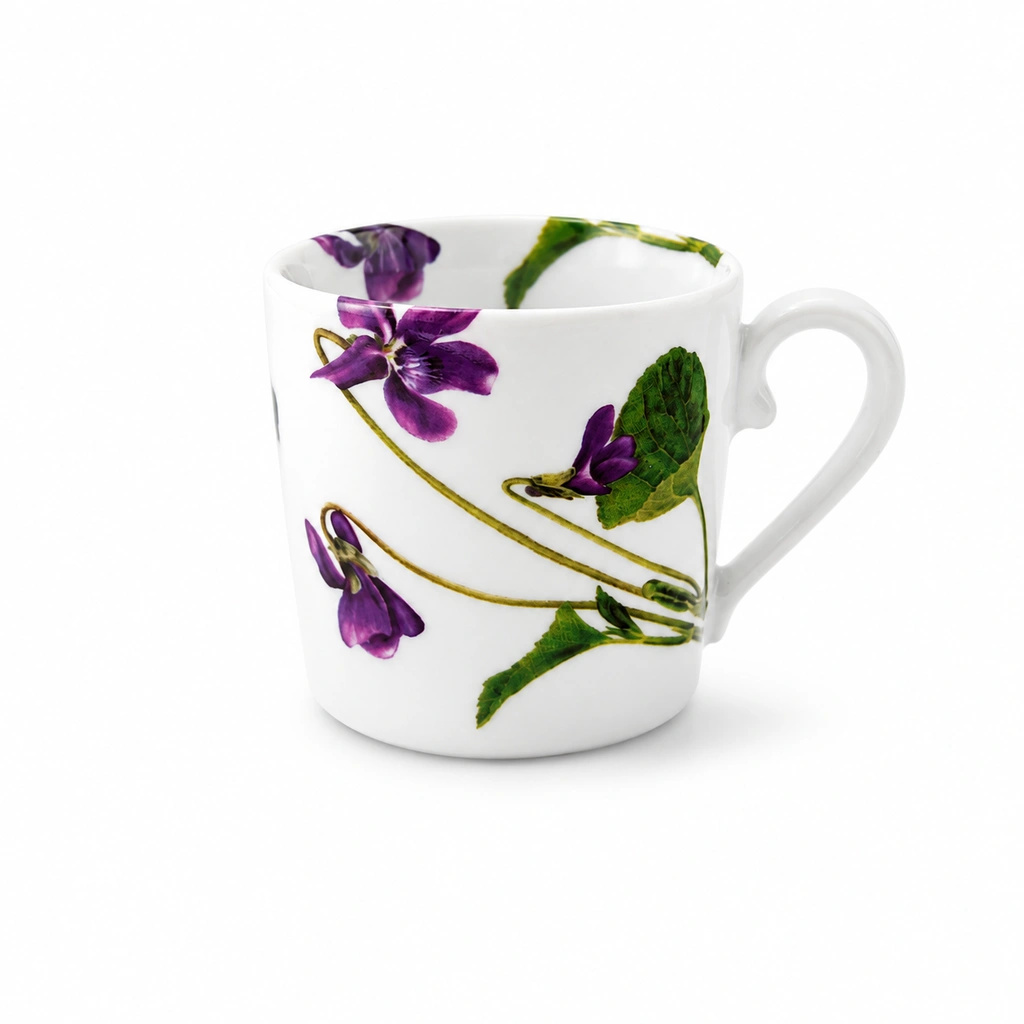 Porcelánový rovný hrnek 90 ml - Bylinky