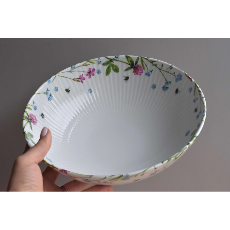 Porcelánová žebrovaná MAXI miska 2500 ml - Růže