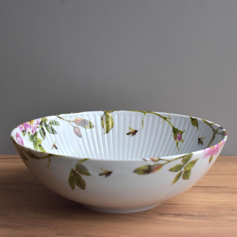 Porcelánová žebrovaná MAXI miska 2500 ml - Růže