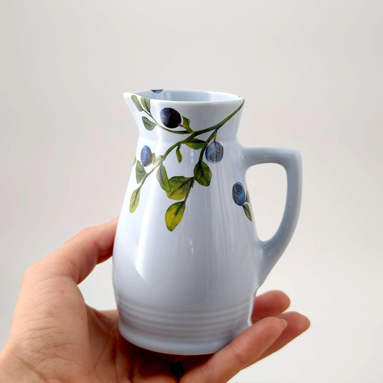 Porcelánový modrý džbán 0,25 l - Luční květy