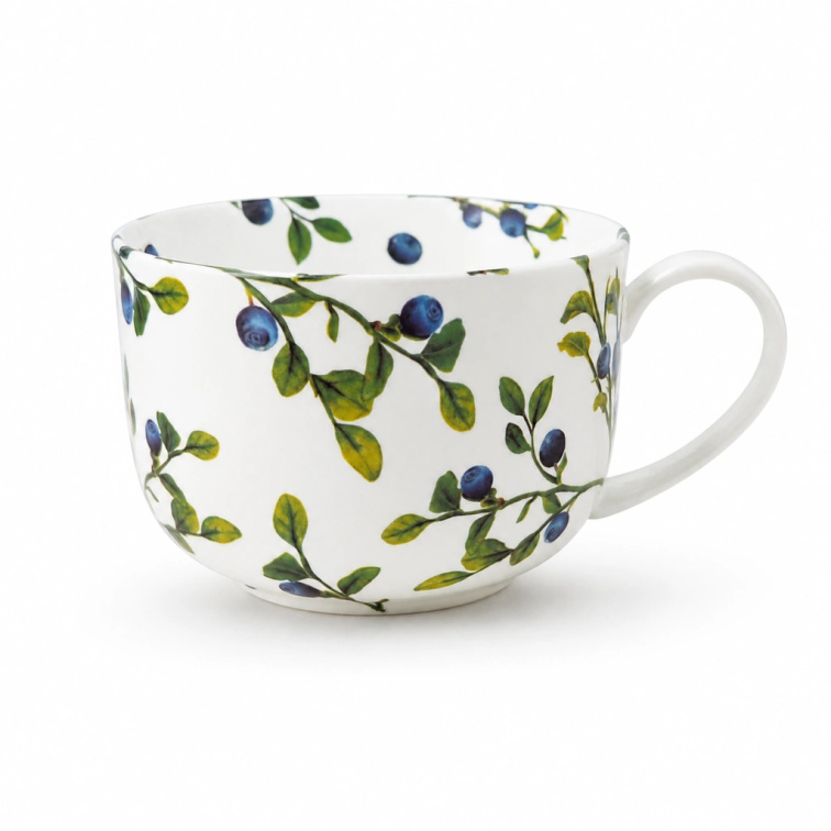 Porcelánový tenkostěnný MAXI hrnek 750 ml - Borůvky