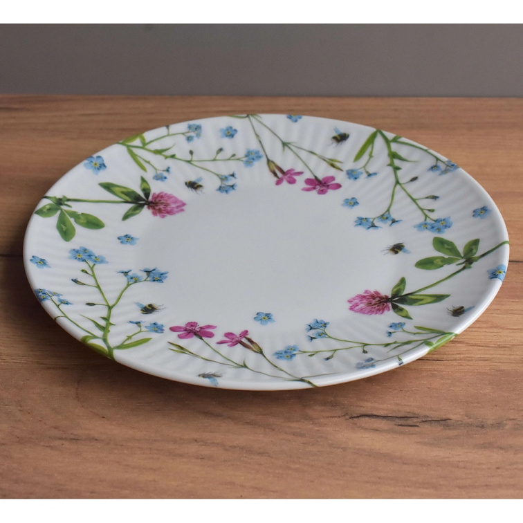 Porcelánový žebrovaný talíř 26 cm - Luční květy