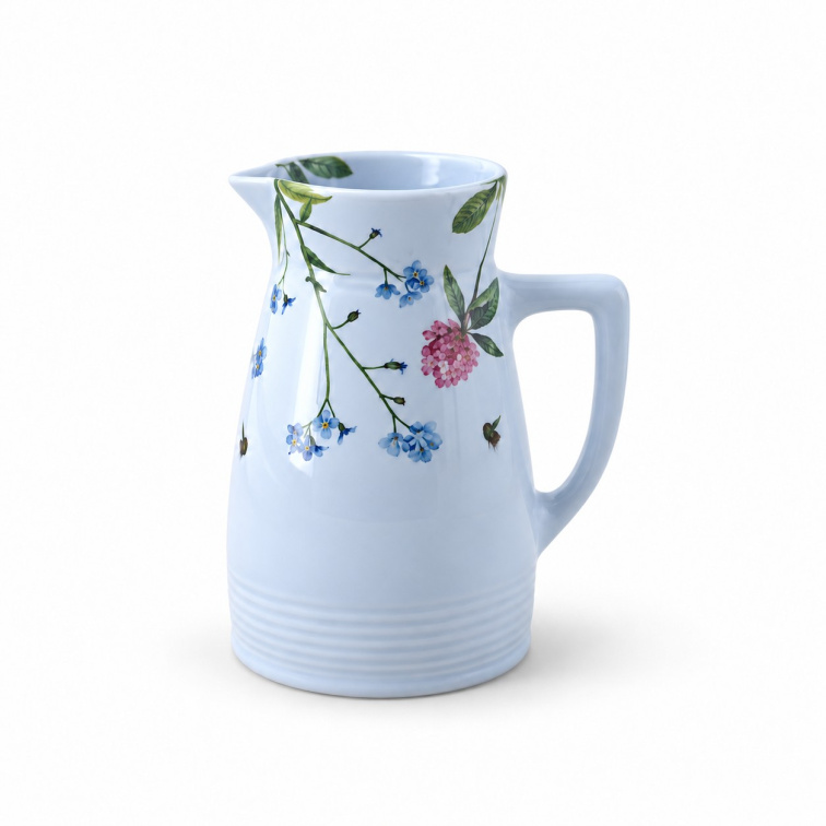 Porcelánový modrý džbán 0,25 l - Luční květy