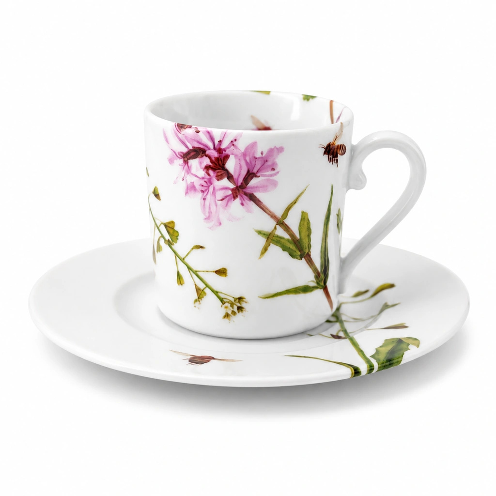 Porcelánový rovný hrnek 90 ml - Bylinky