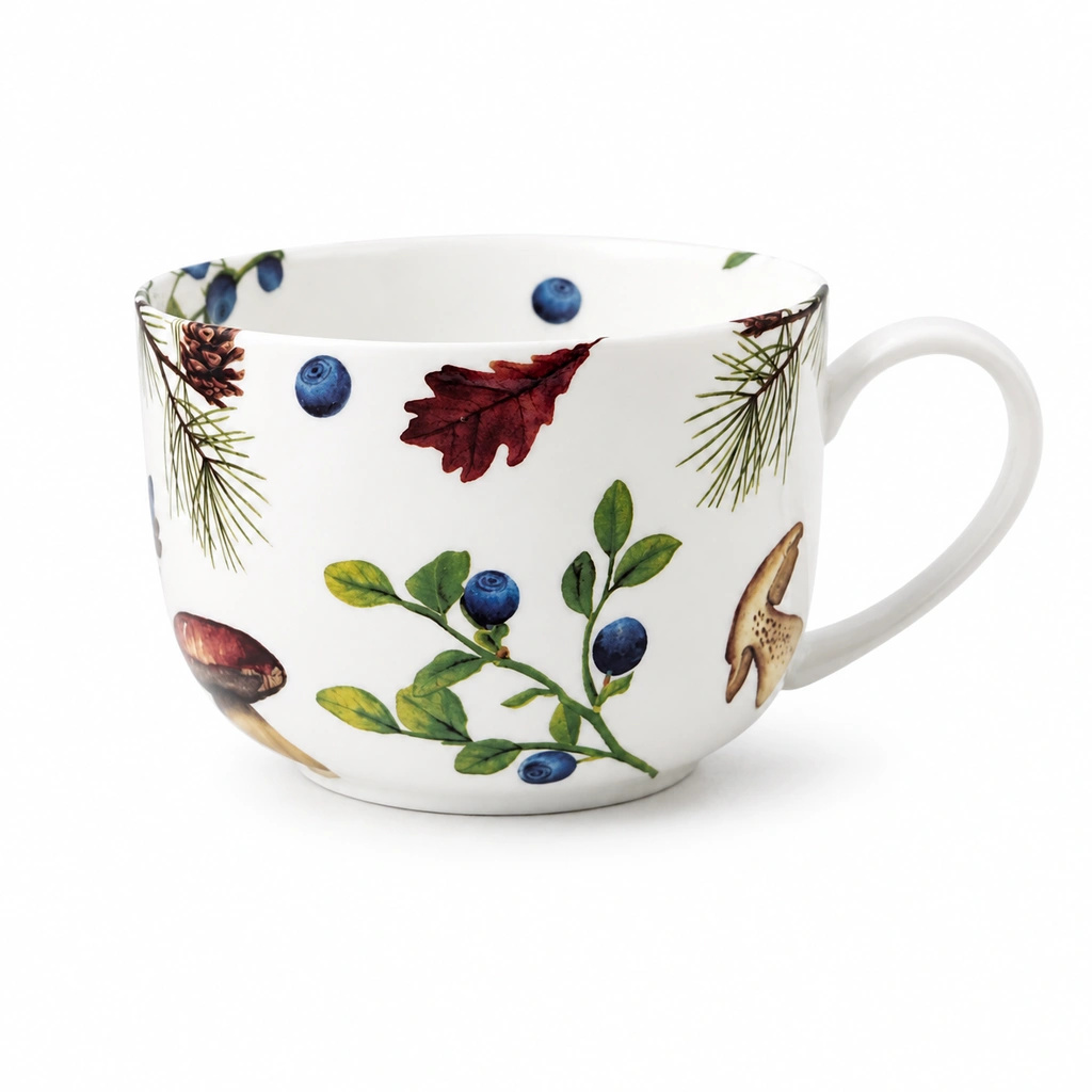 Porcelánový tenkostěnný MAXI hrnek 750 ml - Borůvky