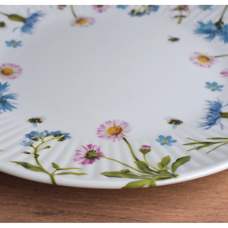 Porcelánový žebrovaný talíř 26 cm - Luční květy