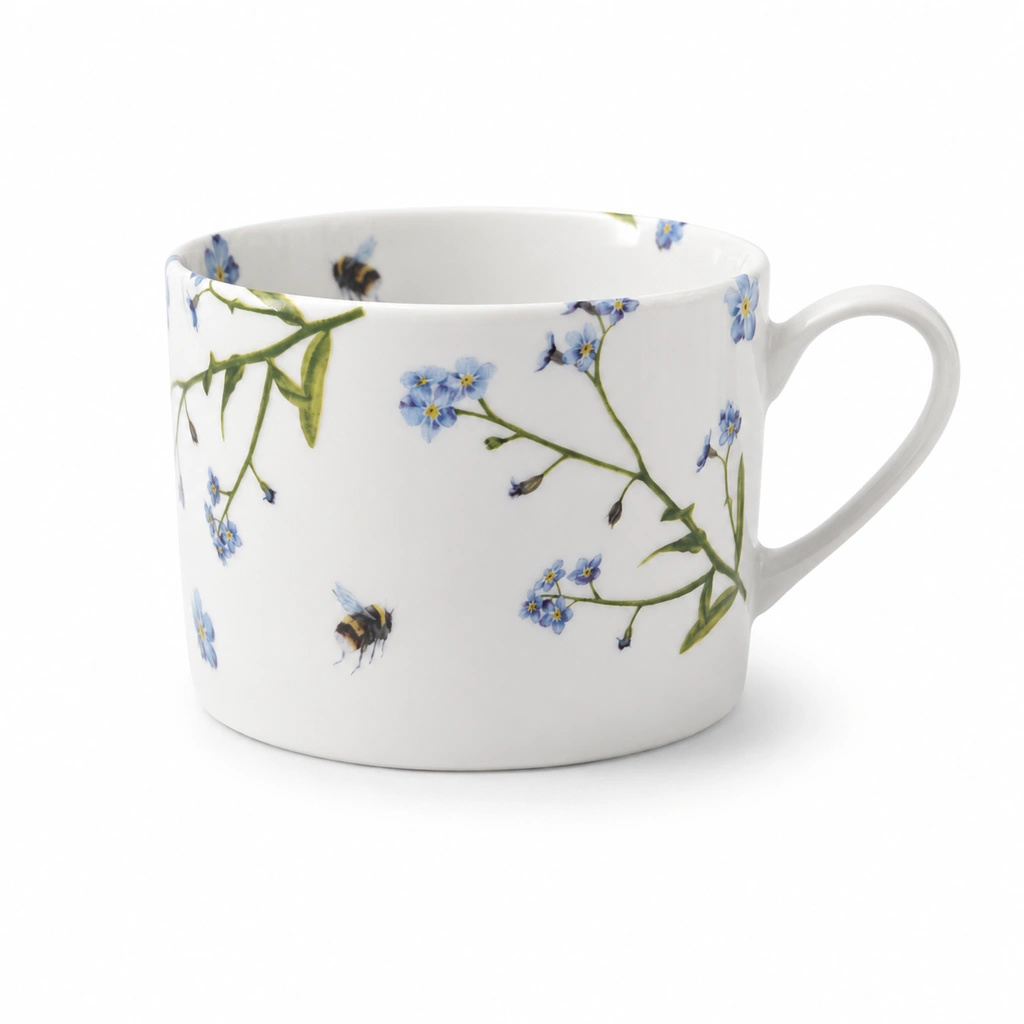 Porcelánový rovný hrnek 220 ml - Pomněnky