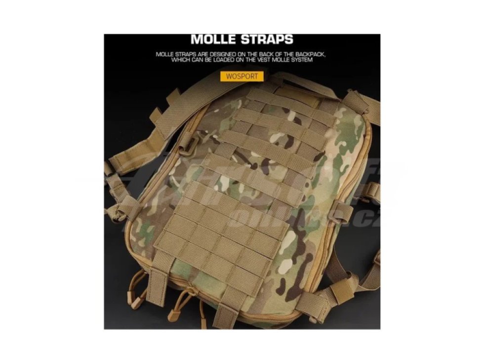 Batoh Tactical Flat Pack až 9,6L - MC Black, Wosport