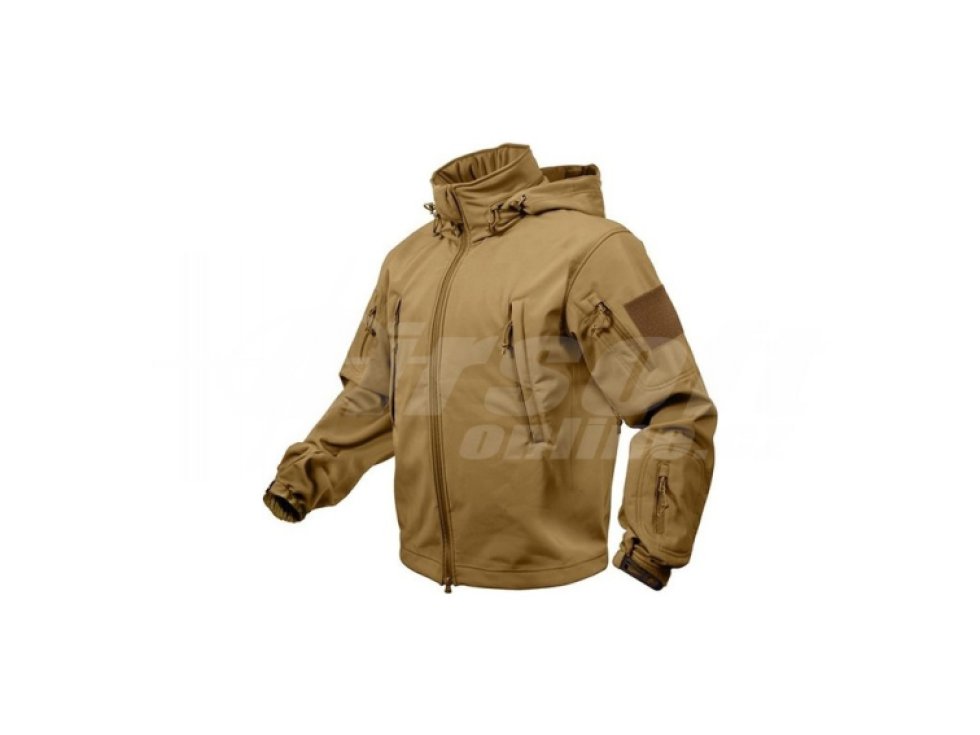 Bunda TACTICAL s kapucí softshell - coyote, Rothco