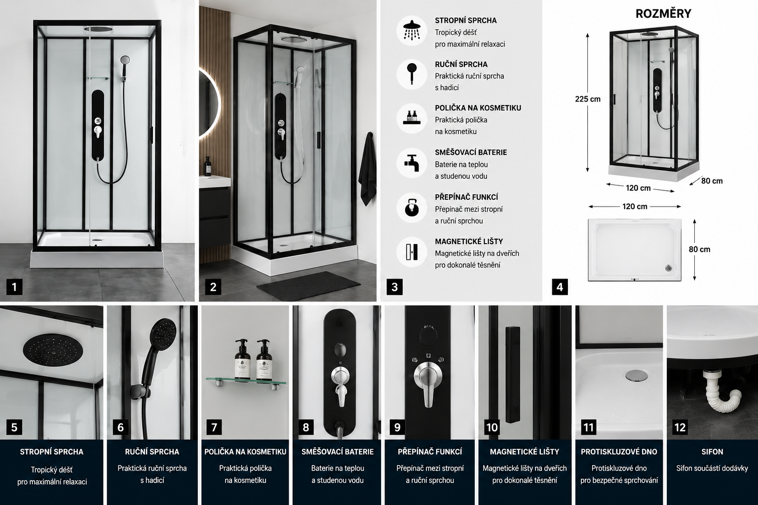 Sprchový box SKY 3 120x80x225 (CL75)
