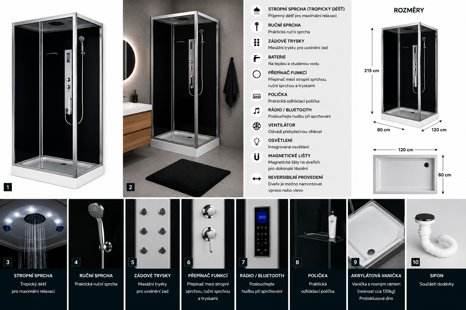 Sprchový box TREND 3 120x80x215 (CL72)