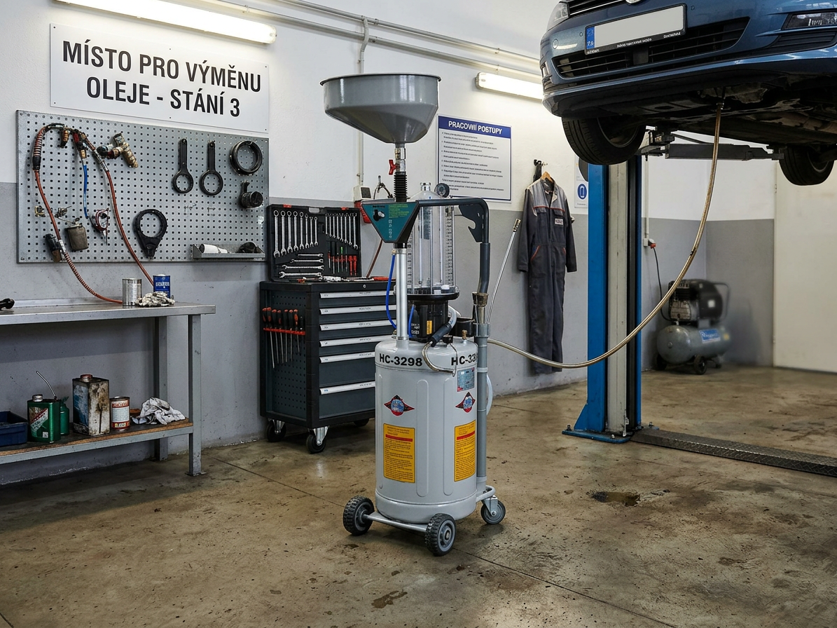 Pneumatická nádoba na olej s odsávačkou a průhlednou nádobkou (70 l)