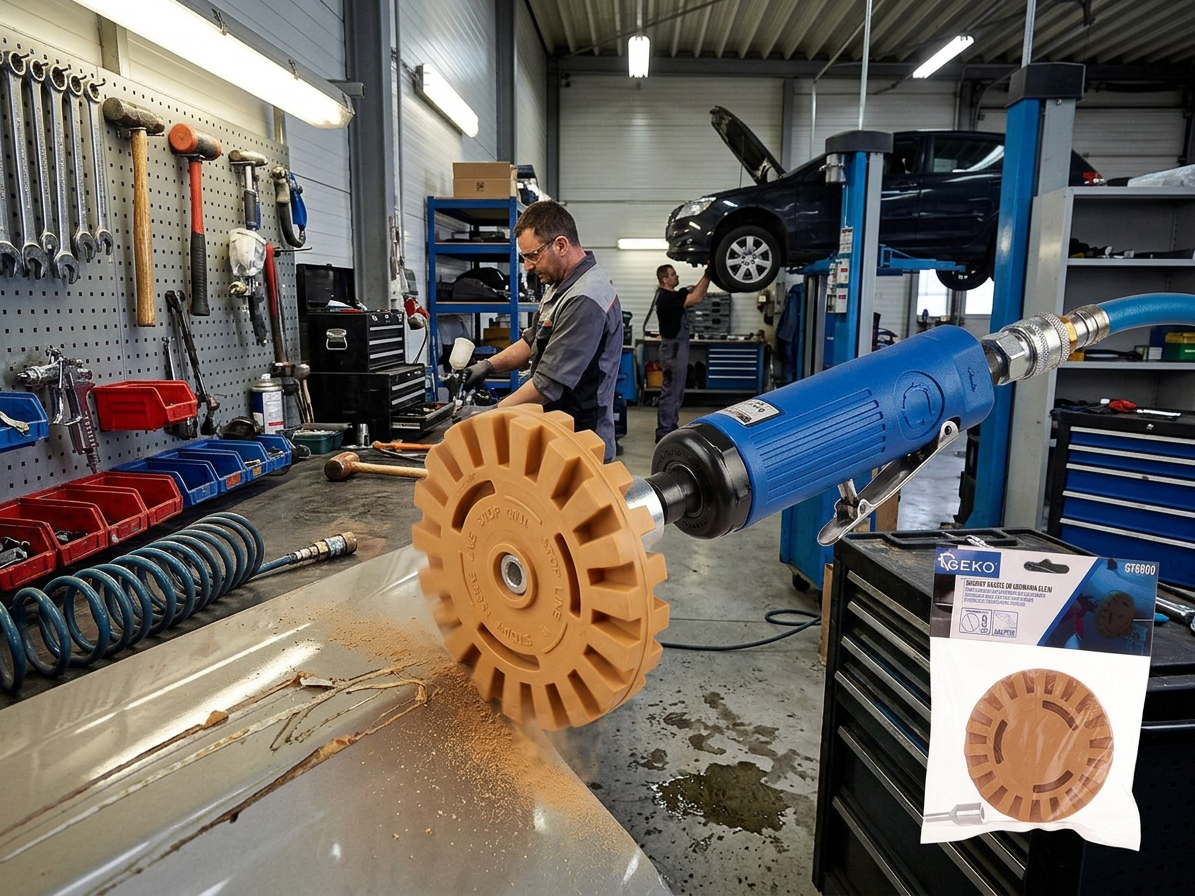 Gumový kotouč na odstranění lepidla - střední, 90 mm, včetně adaptéru do vrtačky