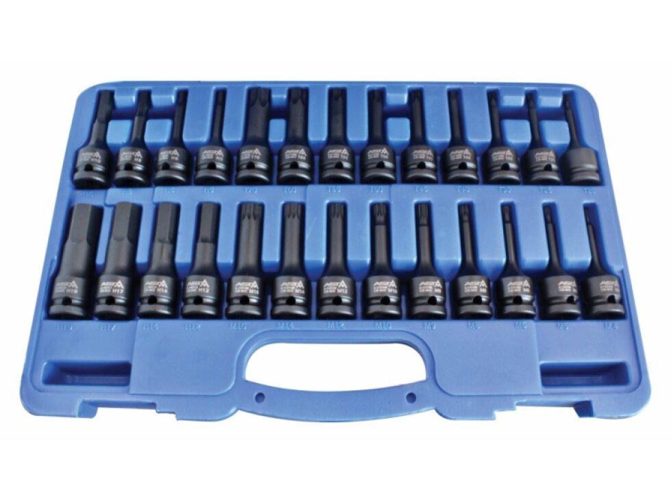 Zástrčné hlavice Imbus, TORX a XZN 1/2", úderové, sada 26 ks - ASTA