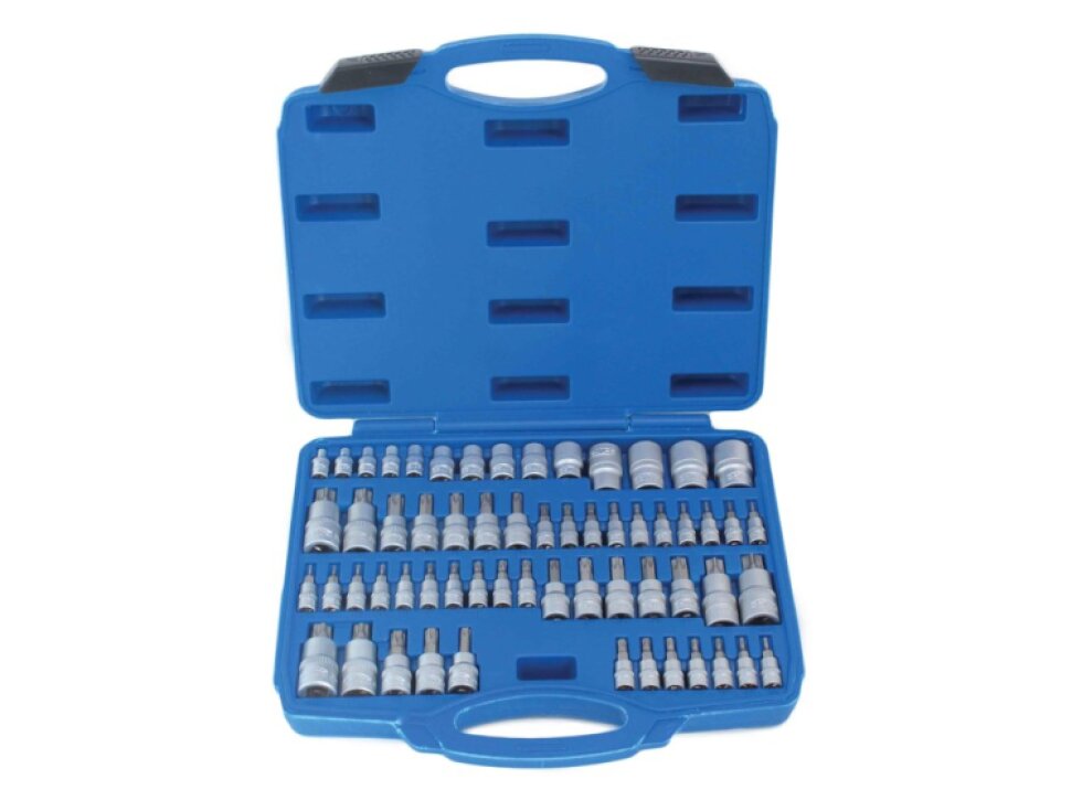 Nástrčné a zástrčné hlavice TORX, 1/4”, 3/8” a 1/2”, sada 60 ks - SATRA
