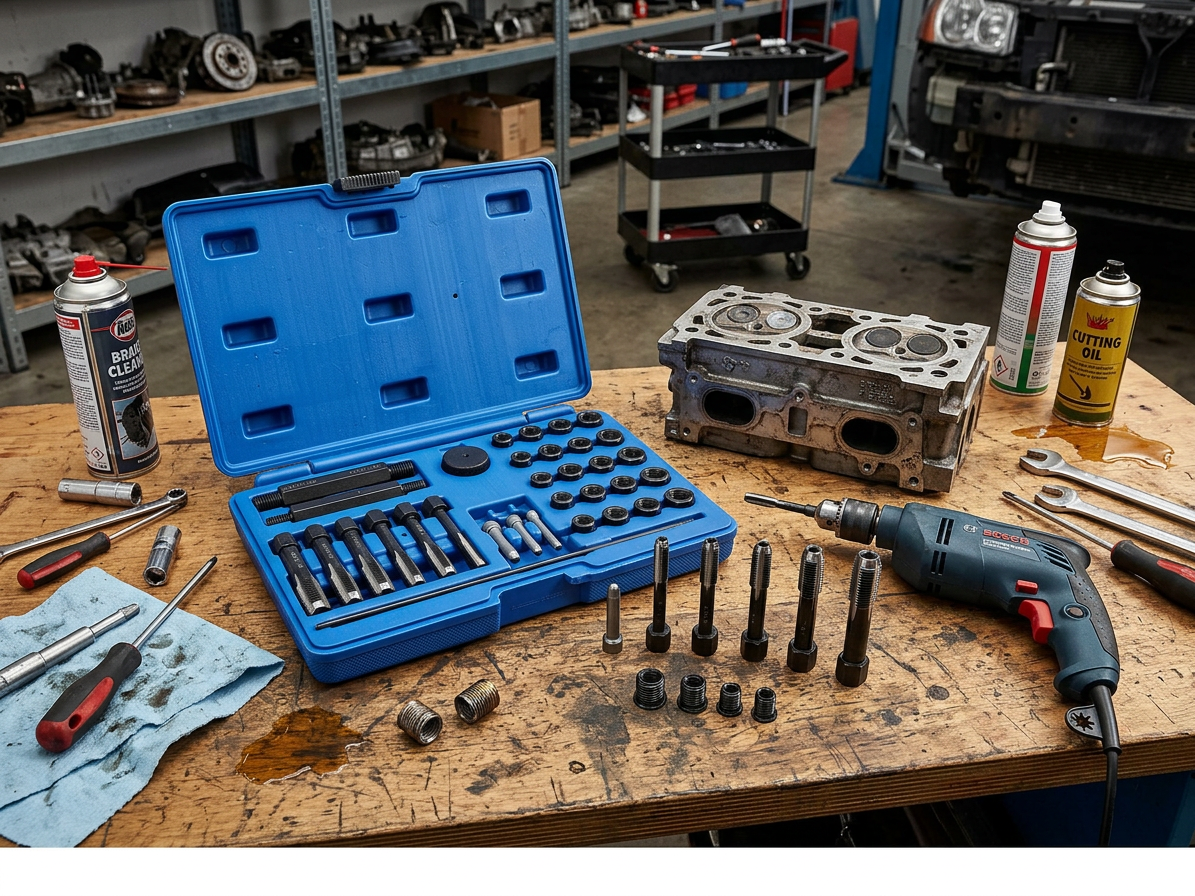 Sada na opravu závitů žhavicích svíček M8x1, M10x1, M10x1.25, M12x1.25, 33 kusů - QS14140