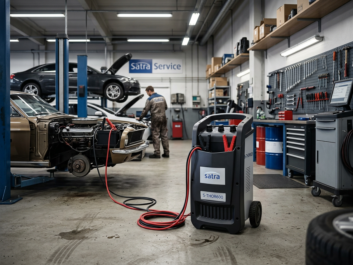 Nabíječka autobaterií - startovací zdroj, 12V a 24V, 500A - SATRA