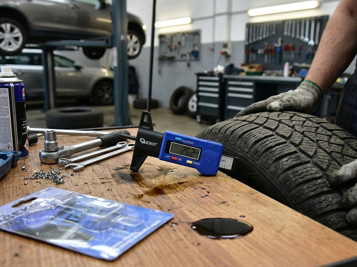 Digitální měřič hloubky dezénu pneumatik, rozsah 0 - 25,4 mm
