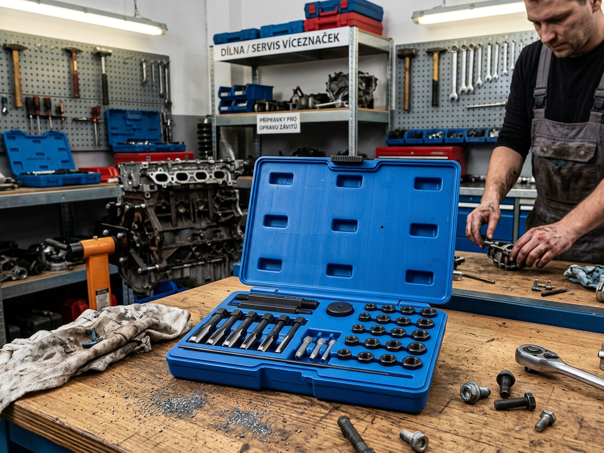 Sada na opravu závitů žhavicích svíček M8x1, M10x1, M10x1.25, M12x1.25, 33 kusů - QS14140