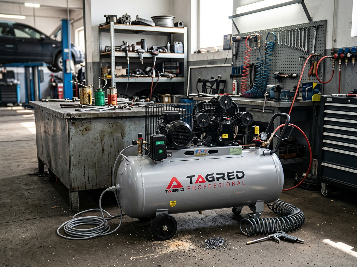 Olejový kompresor, TAGRED 200L 400V třípístkový kompresor, výkonný TA309