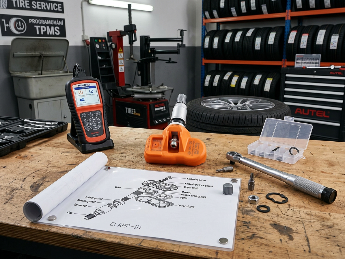 TPMS senzor s ALU ventilem, 433 MHz, programovatelný, stříbrný