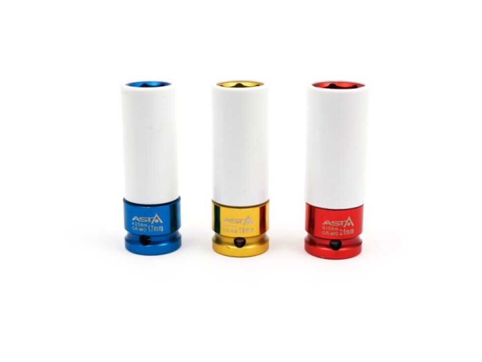 Úderové hlavice 1/2", 17 - 21 mm, s krytkou na ALU kola, sada 3 ks - ASTA