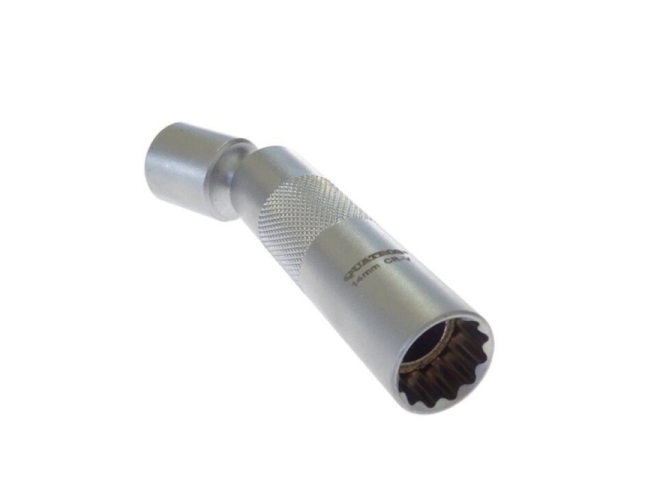 Nástrčná hlavice na zapalovací svíčky s kloubem 3/8", 14 mm, 12hranná - QUATROS QS26044