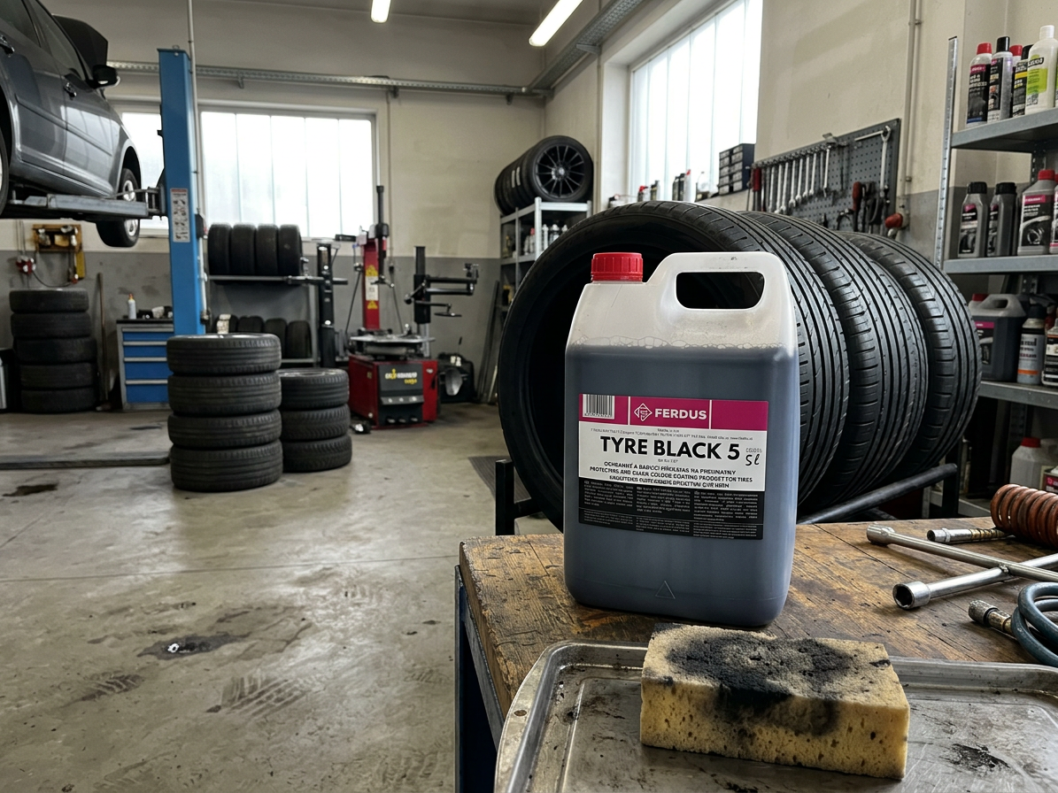 Ochranný a barvicí přípravek na pneumatiky- oživovač, černá barva na pneu TYRE BLACK5, 5 l