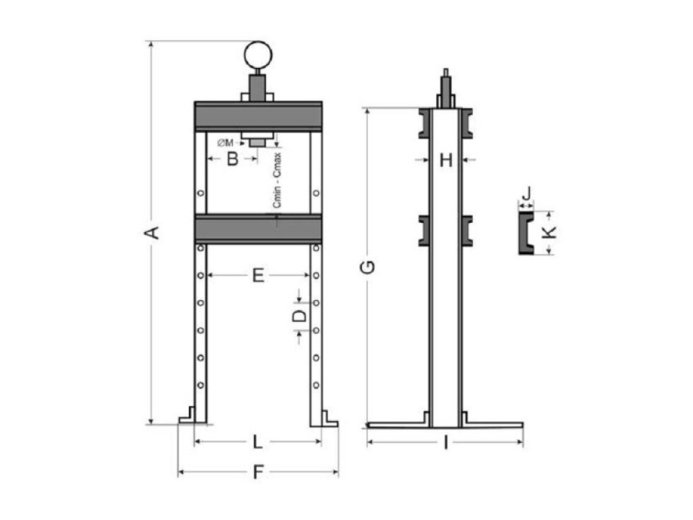 Hydraulický dílenský lis 20t, s manometrem