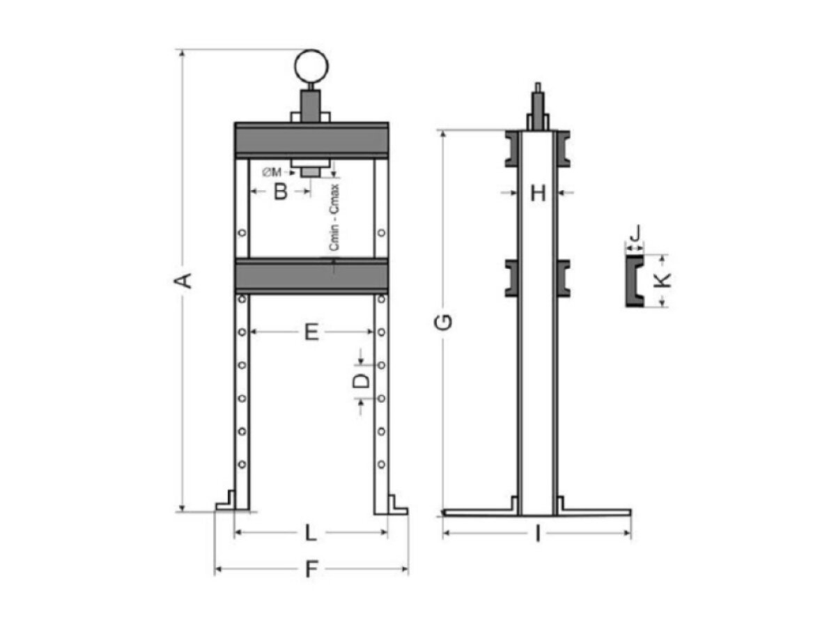 Hydraulický dílenský lis 20t, s manometrem