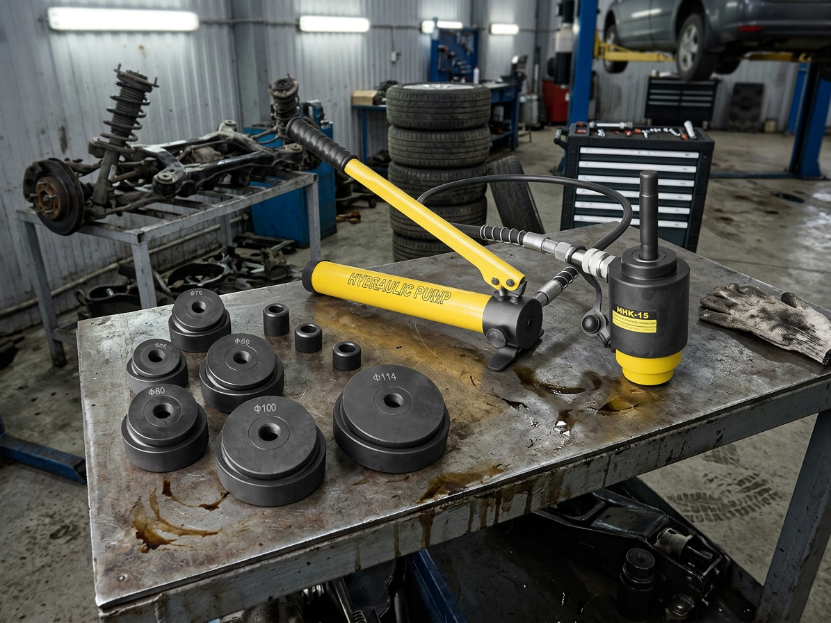 Děrovač plechu s ruční hydraulickou pumpou, tlak 13 tun - HHK-15