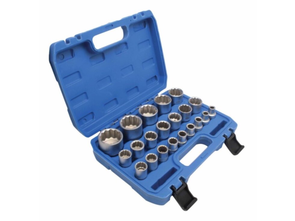 Hlavice nástrčné 1/2", dvanáctihran, 8-36 mm, 21 ks - SATRA