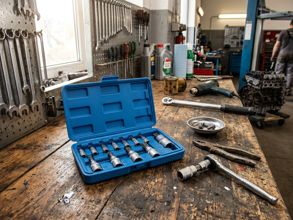Zástrčné hlavice TORX-TS s otvorem 1/4", 3/8" a 1/2", TS8-TS60, sada 12 ks - SATRA
