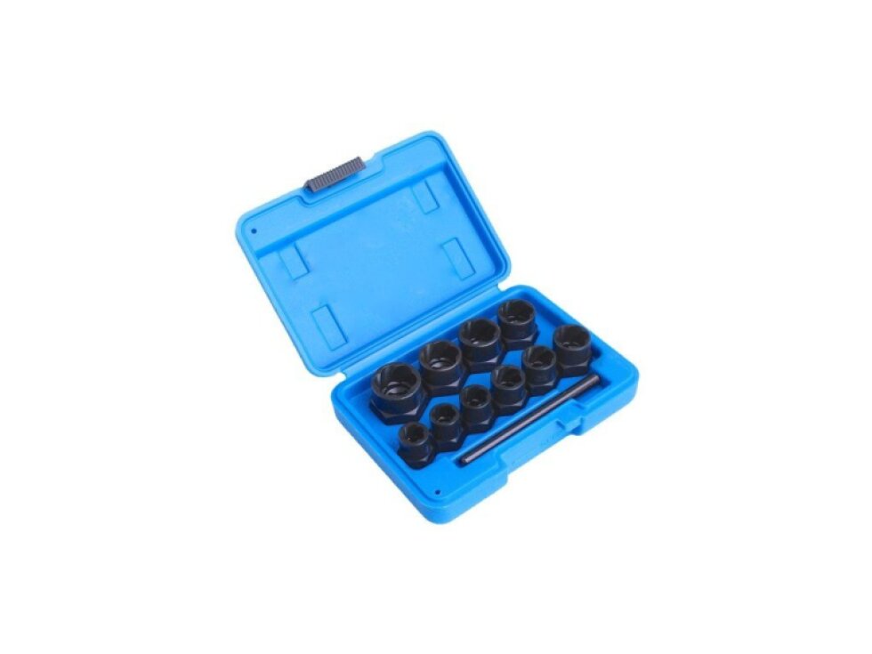 Hlavice 3/8” na poškozené šrouby a matice, velikosti 9-19 mm, sada 10 ks - SATRA