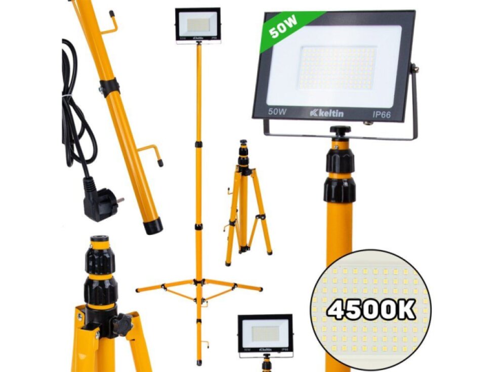 Dílenská lampa LED SMD 50 W (svítivost 4500 lm), na stojanu, neutrální bílá (4500K), 230 V