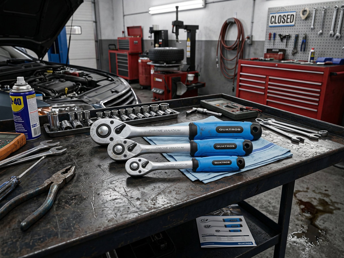 Ráčna 1/2", 72 zubů, s přepínací páčkou, vyhnutá, délka 250 mm - QUATROS QS50114