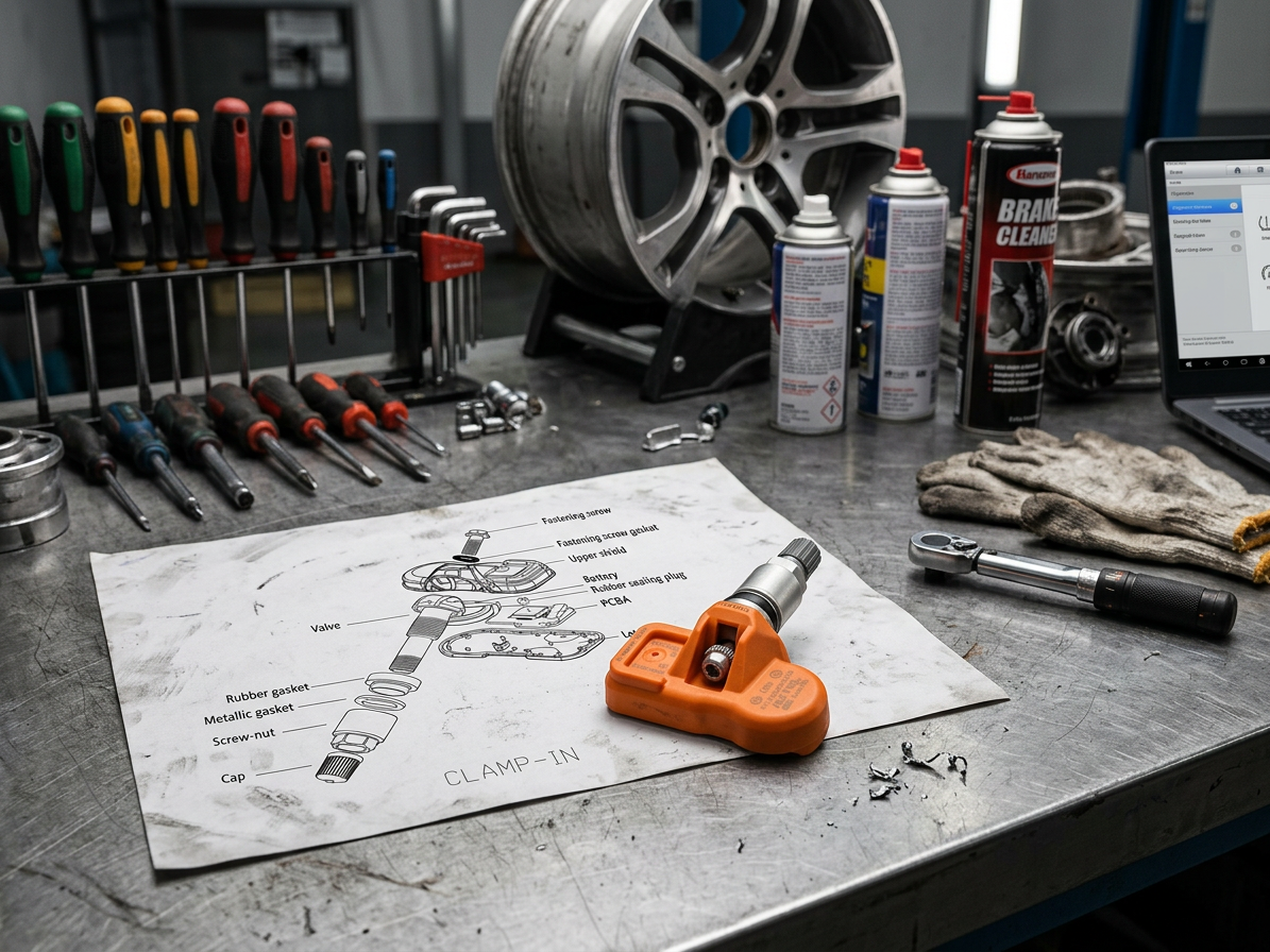 TPMS senzor s ALU ventilem, 433 MHz, programovatelný, stříbrný