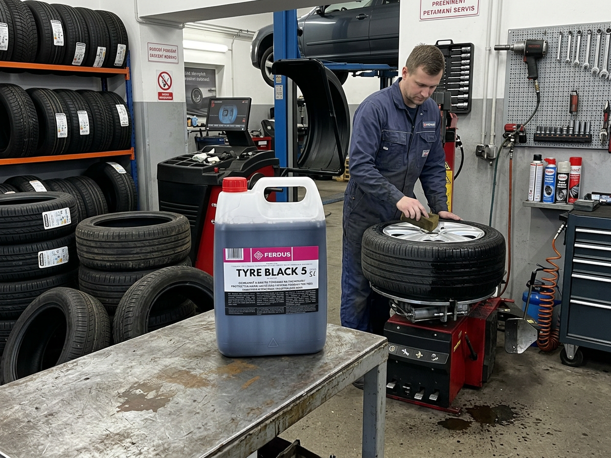 Ochranný a barvicí přípravek na pneumatiky- oživovač, černá barva na pneu TYRE BLACK5, 5 l