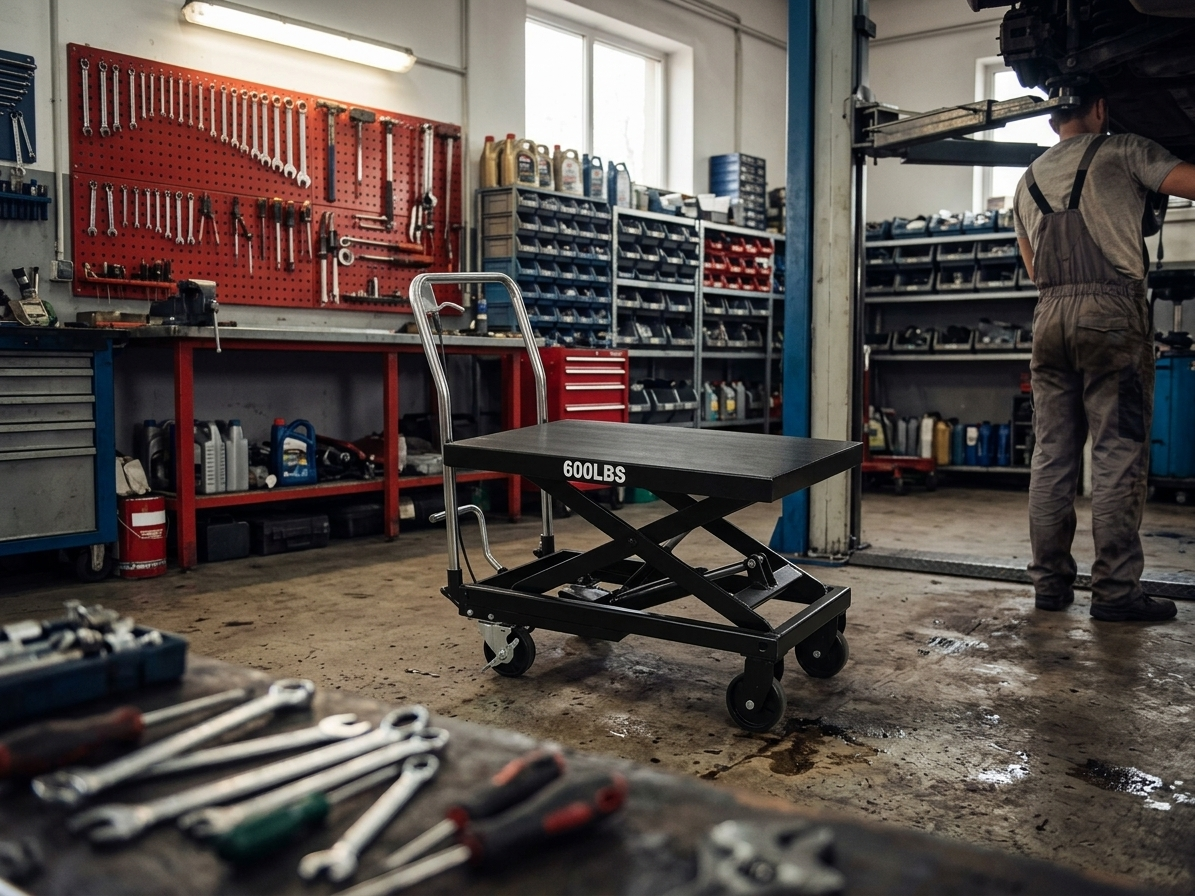 Pojízdný pracovní stůl zdvižný, nosnost 270 kg, s hydraulickým systémem