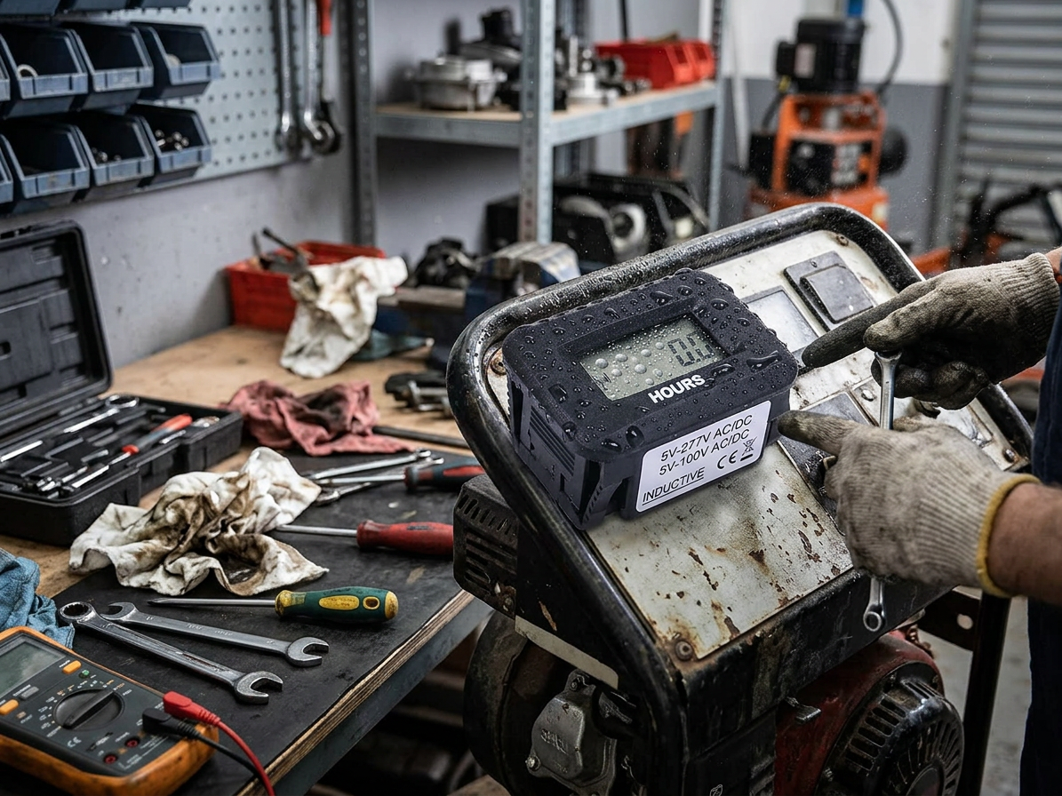 Měřič motohodin se zapojením na AC/DC 46x31x37