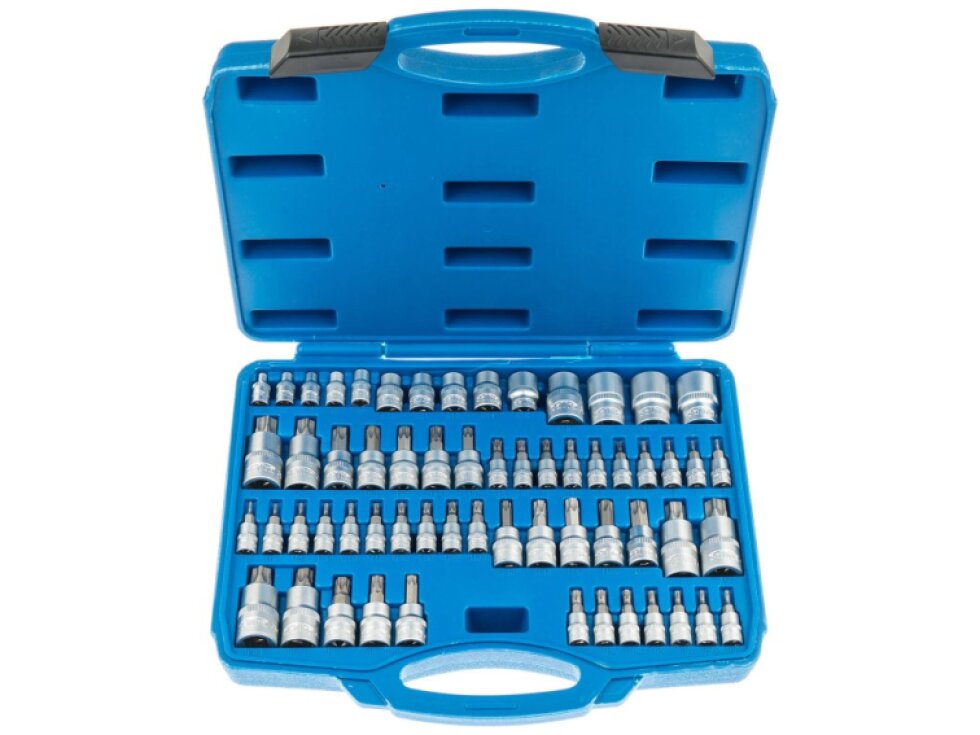 Nástrčné a zástrčné hlavice TORX, 1/4”, 3/8” a 1/2”, sada 60 ks - SATRA