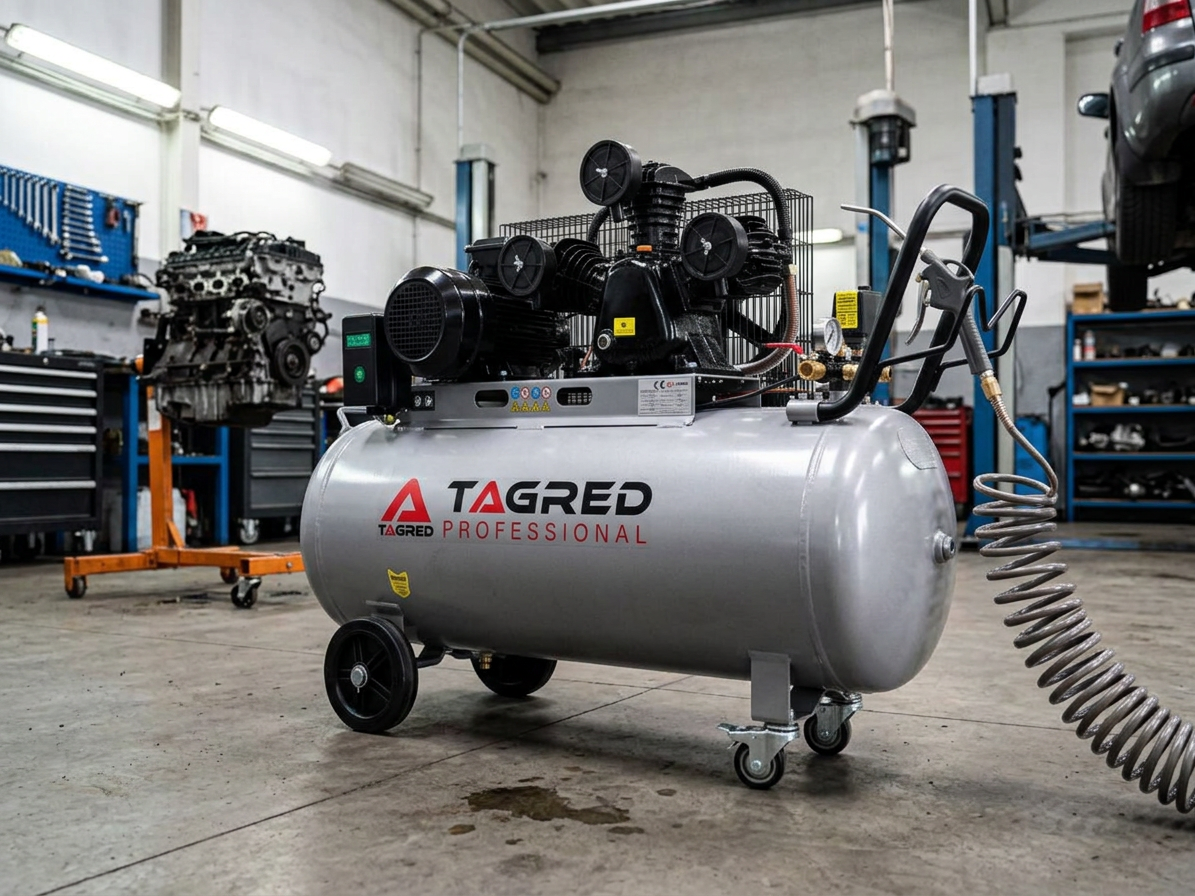 Olejový kompresor, TAGRED 200L 400V třípístkový kompresor, výkonný TA309