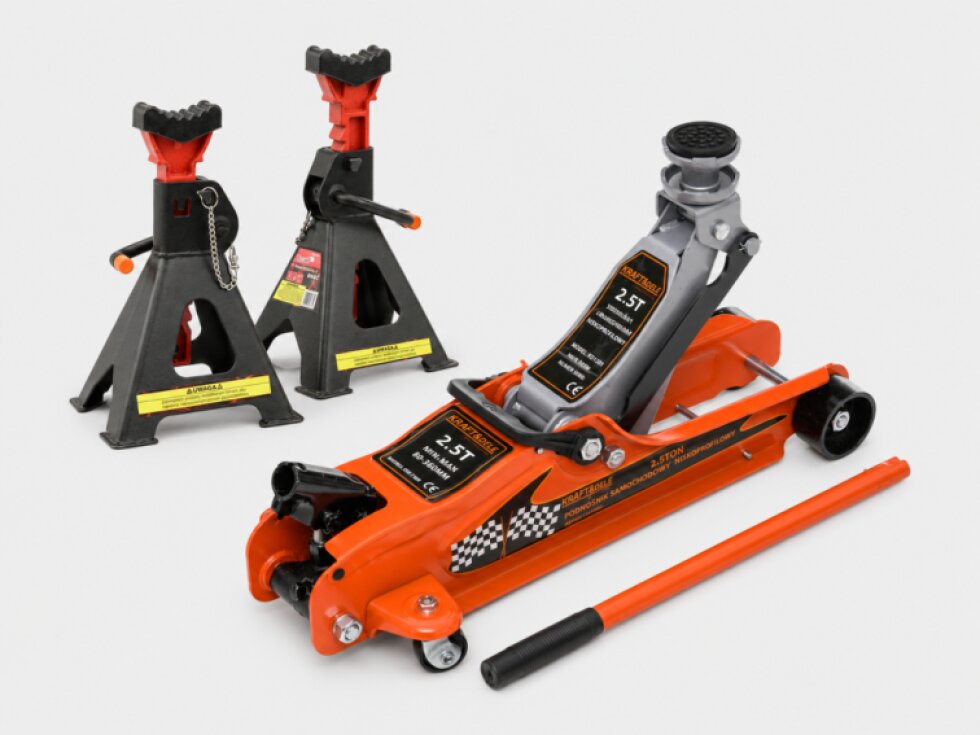 AKČNÍ SET Hydraulický nízkoprofilový zvedák (hever) 2,5t s podpěrami 3t
