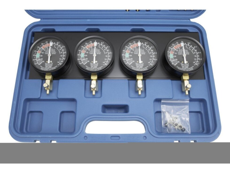 Tester na synchronizaci karburátorů, vakuometry + redukce - QUATROS QS30504