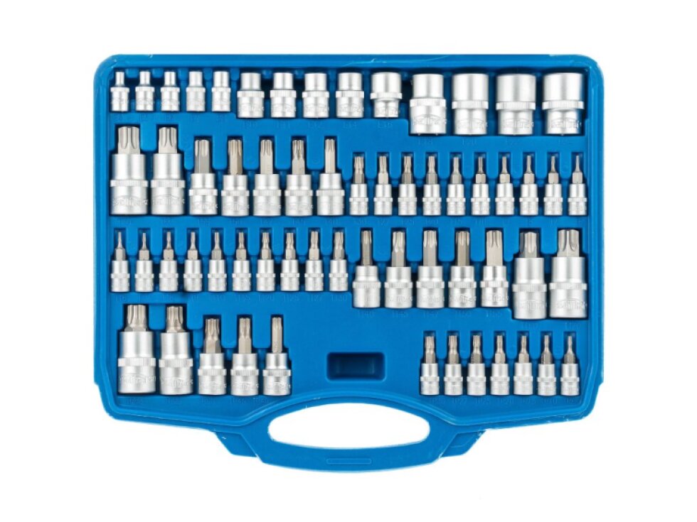 Nástrčné a zástrčné hlavice TORX, 1/4”, 3/8” a 1/2”, sada 60 ks - SATRA